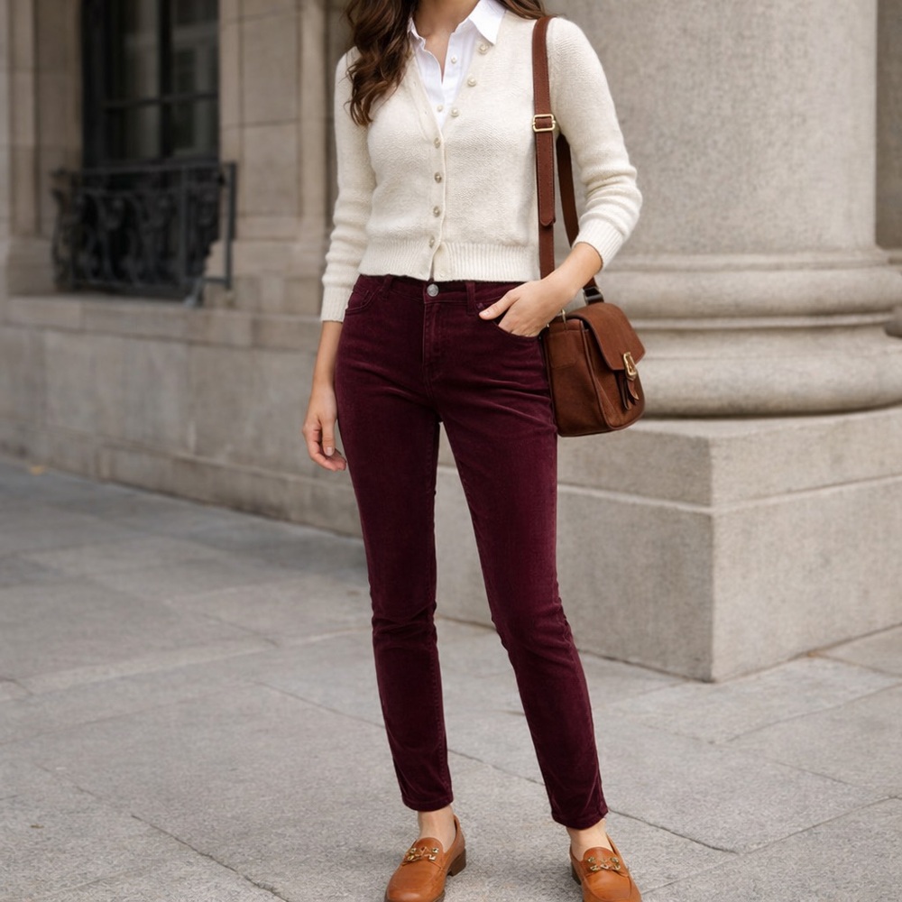 Pilcro & The Letterpress Serif Velvet Jeans Burgundy Wine Size 28 Anthropologie